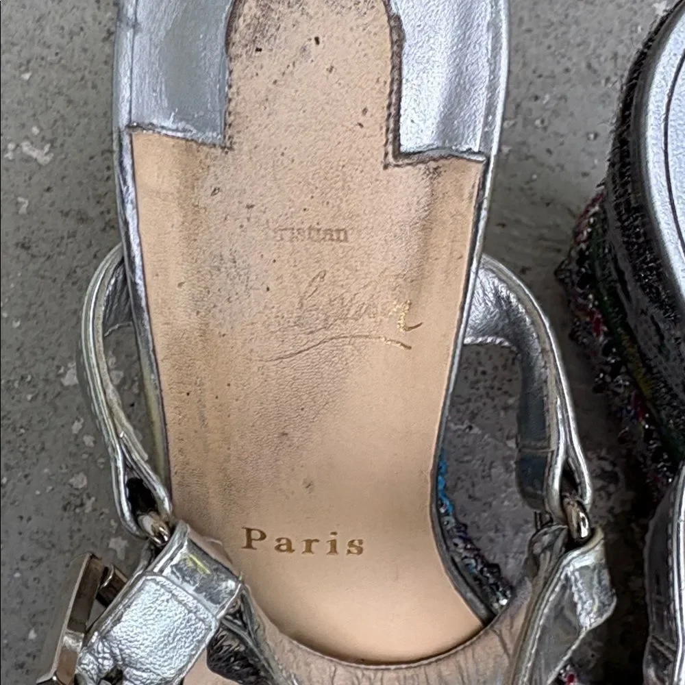 Christian Louboutin Pira Ryad 110 silver sequin platforms